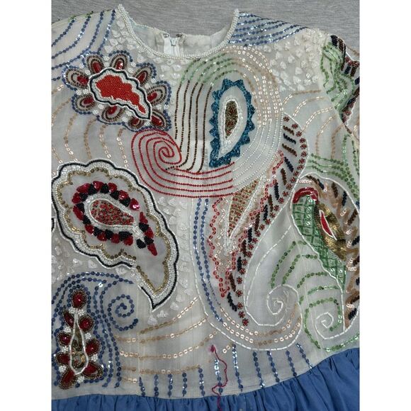 VTG Richilene Neiman Marcus Beaded Multicolor Ball‎ Gown Size 0-3 - Picture 5 of 16